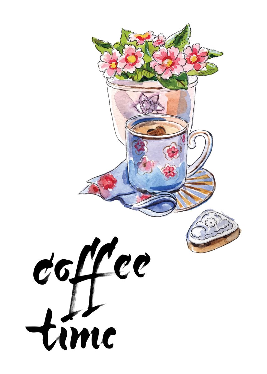 'Coffee time' Poster, picture, metal print, paint by Maryna Mykhalska ...