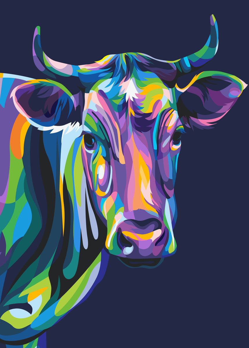 'Hi Cow' Poster, picture, metal print, paint by ISA TERESA | Displate