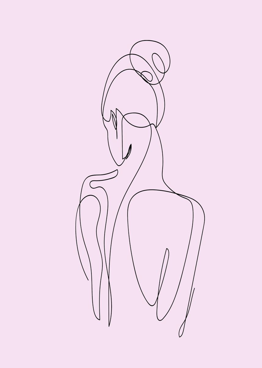 'One Line Art Woman' Poster, picture, metal print, paint by Color My ...