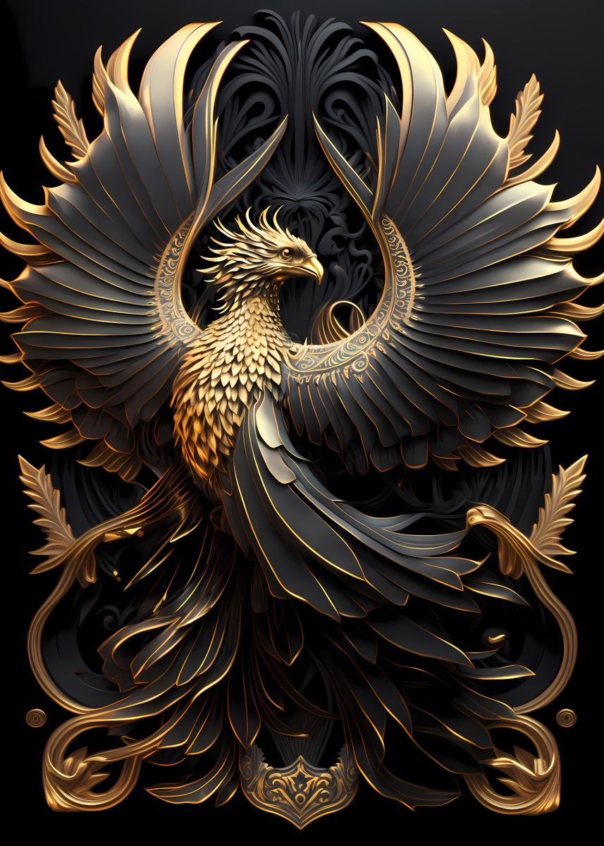 'The Golden Phoenix' Poster, picture, metal print, paint by Luong Phat ...