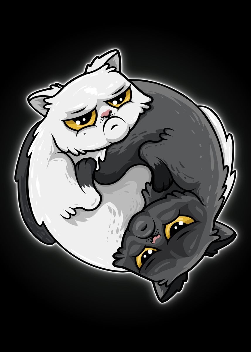 'Cat Yin Yang Grumpy Cat' Poster, picture, metal print, paint by Street ...