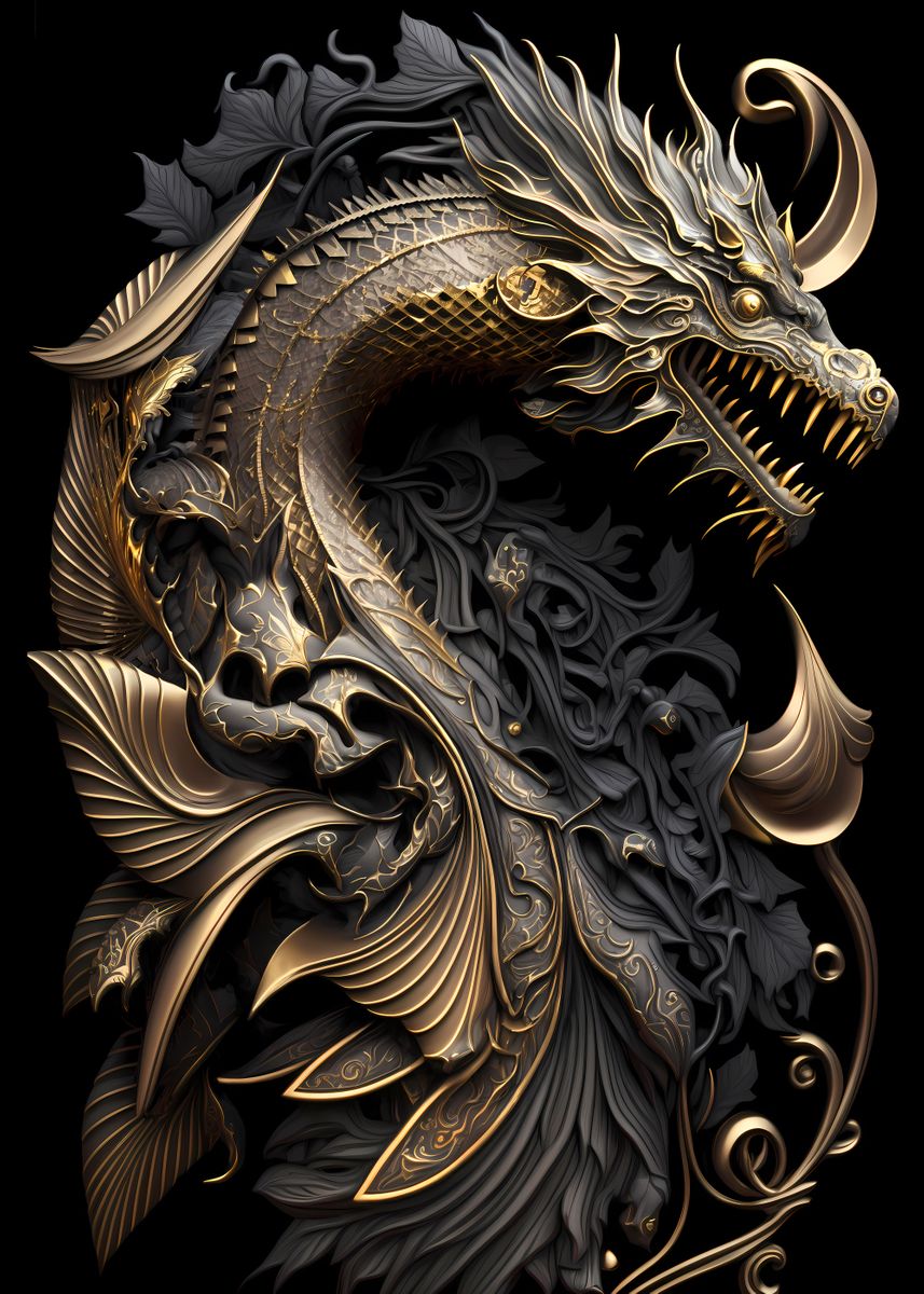 'Golden Emperor Dragon' Poster, picture, metal print, paint by Luong ...