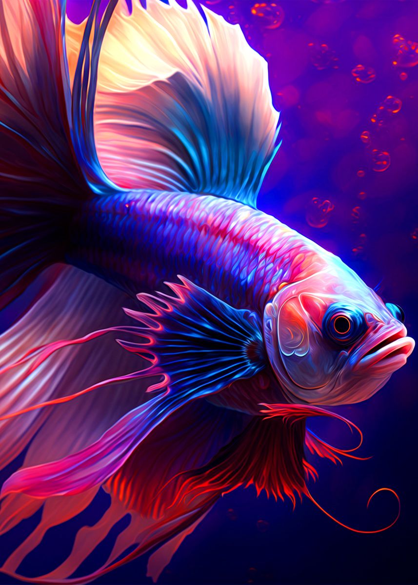 'Fish' Poster, picture, metal print, paint by Anie Romanok | Displate