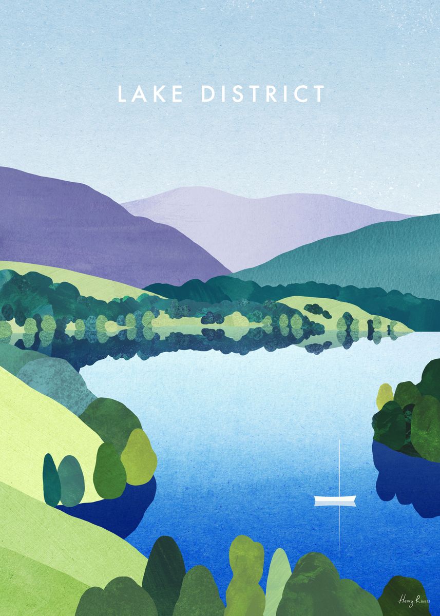 'Lake District England' Poster, picture, metal print, paint by Henry Rivers Displate