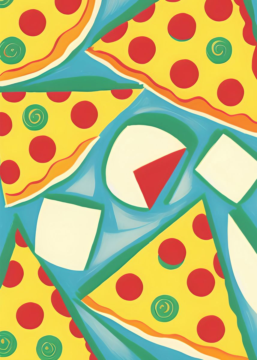 'Minimalist Pizza Artwork' Poster, picture, metal print, paint by ...