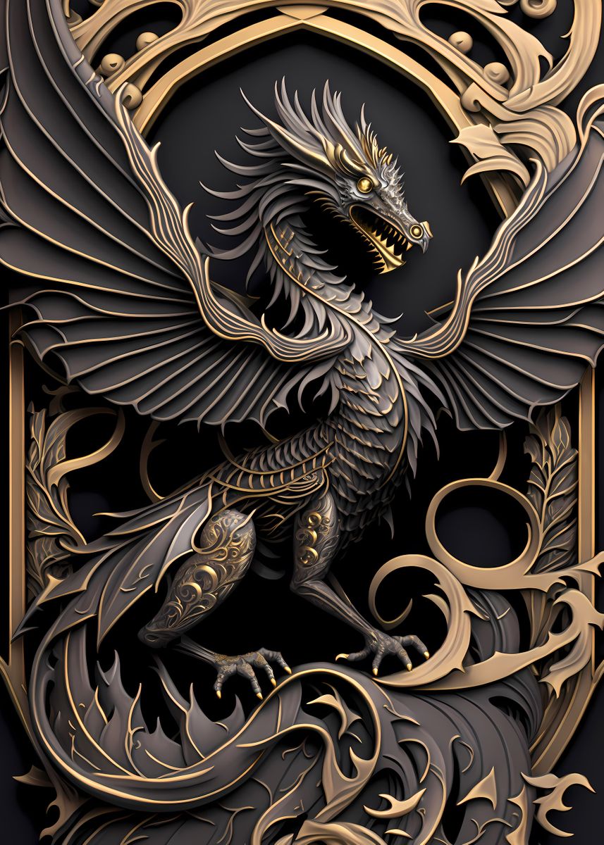 'Majestic Dragon Monarch' Poster, picture, metal print, paint by Luong ...