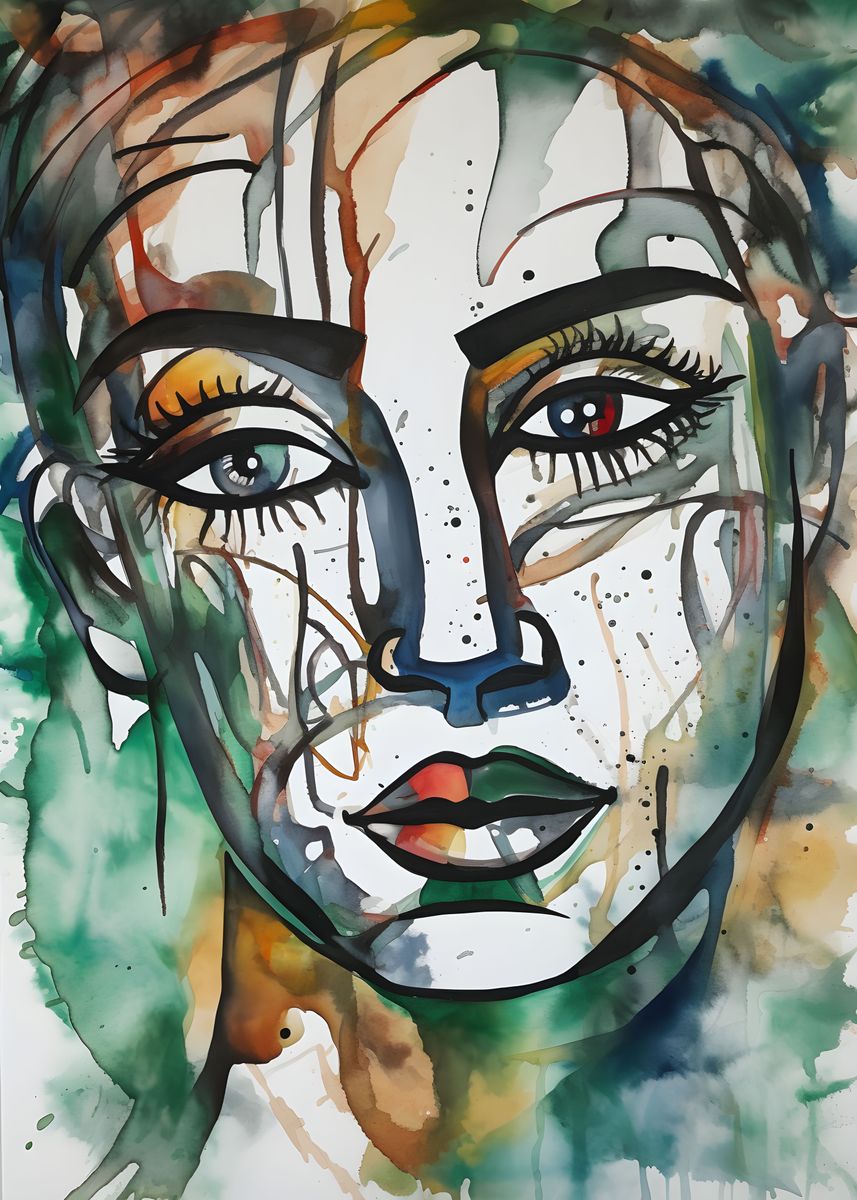 'Abstract Art Face' Poster, picture, metal print, paint by Makadur