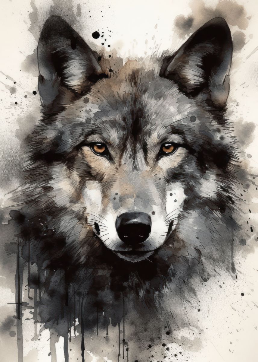 'Wolf Beauty Watercolor' Poster, picture, metal print, paint by Usama ...