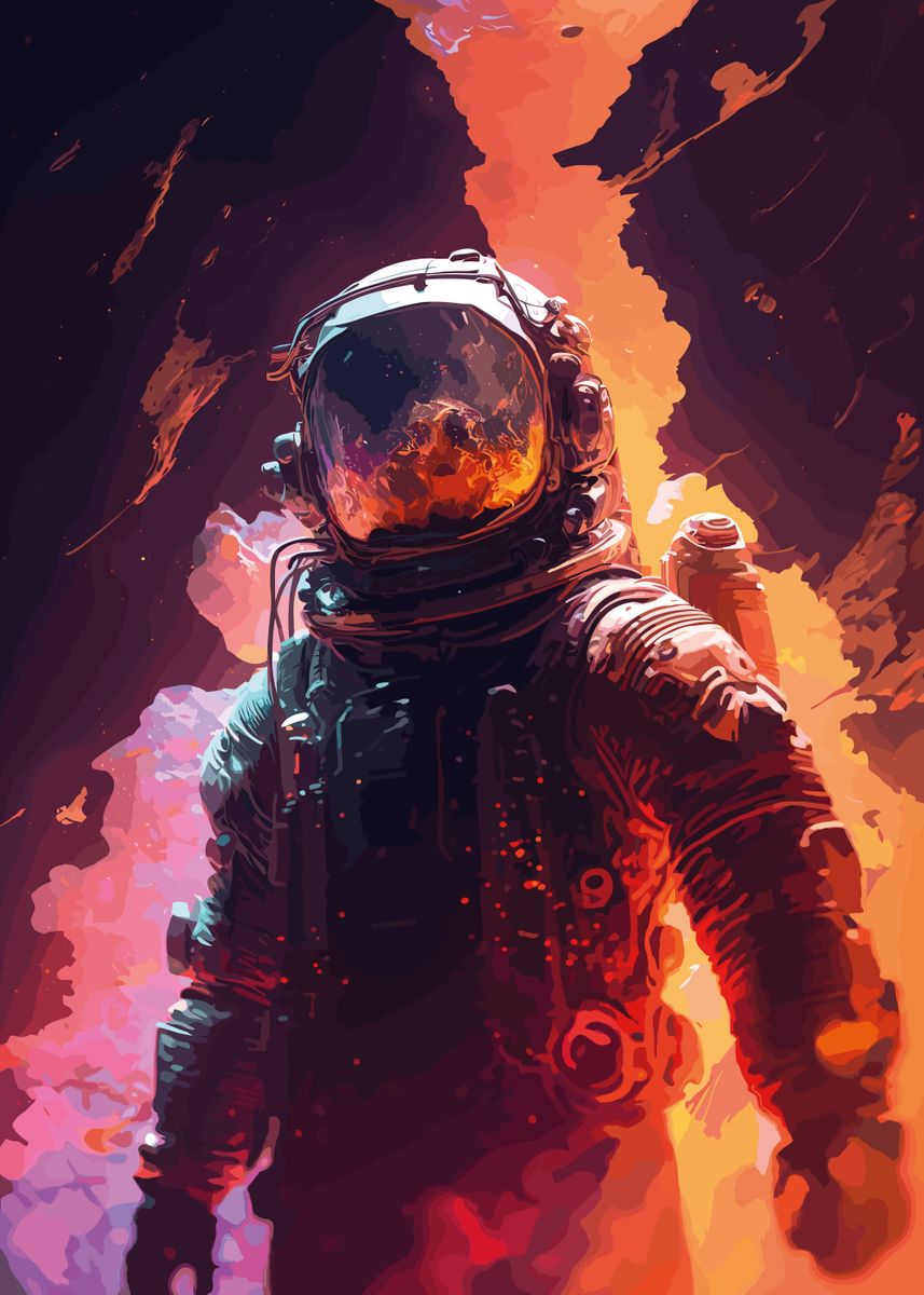 'Astronaut in Flames' Poster by Maltos | Displate