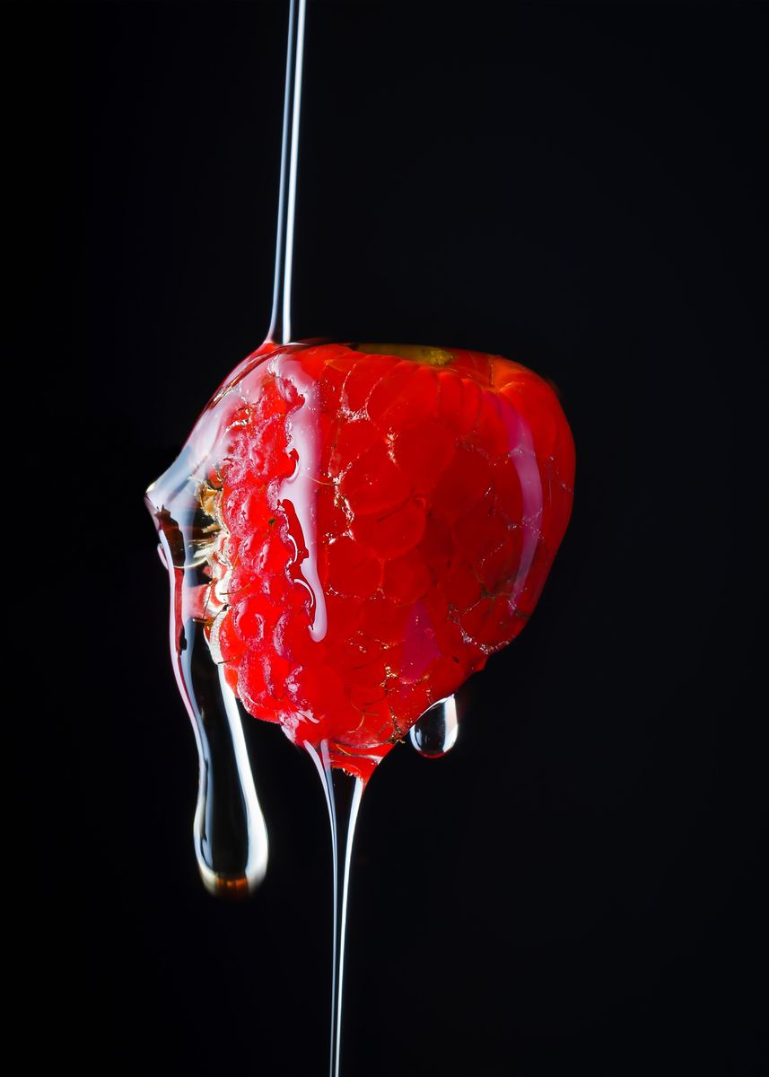 'Floating raspberry ' Poster, picture, metal print, paint by Moritz ...