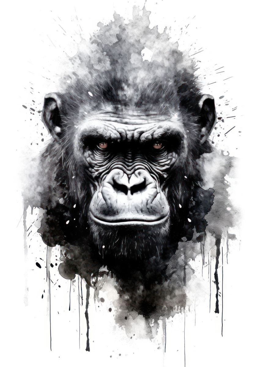 'Gorilla Beauty Watercolor' Poster by Usama Design | Displate