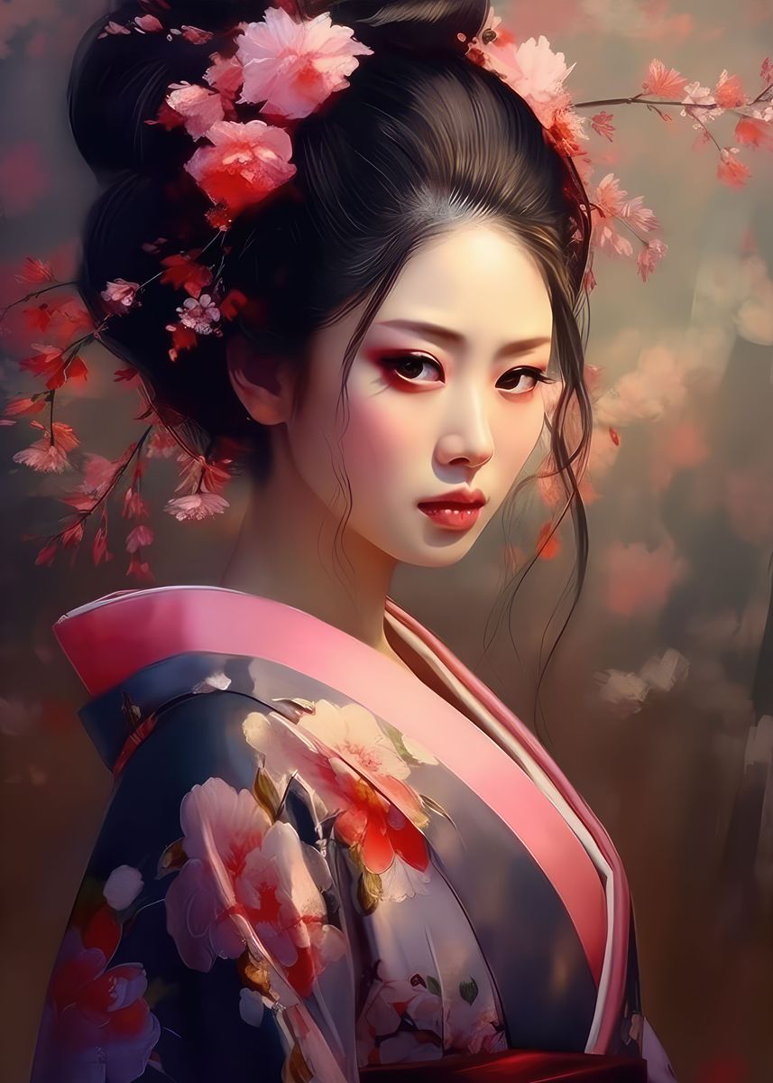 'Beautiful Geisha' Poster, picture, metal print, paint by RosaliasArt ...