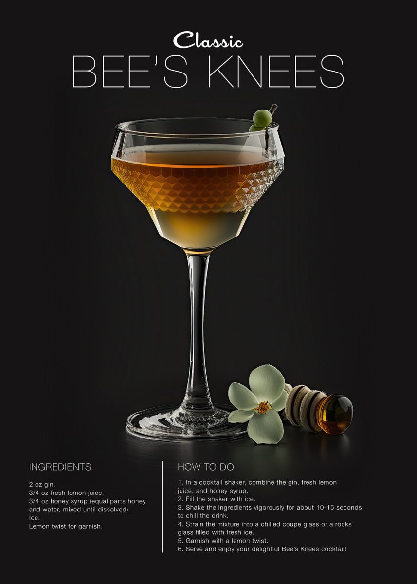 'Bees Knees Cocktail' Poster, picture, metal print, paint by Digital ...