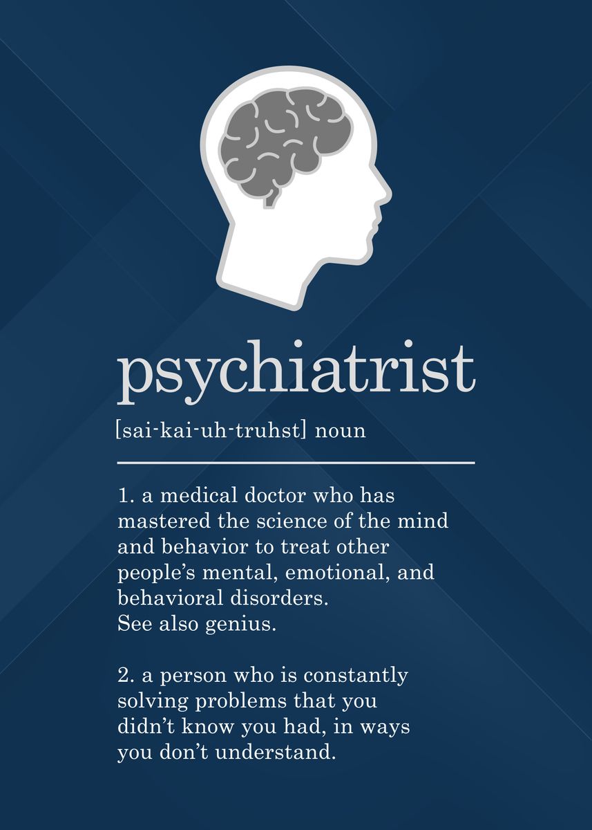 'Psychiatrist Definition' Poster, picture, metal print, paint by