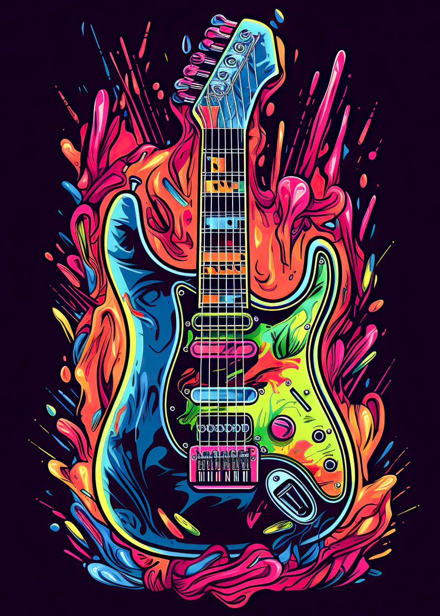 'Guitar Music' Poster, picture, metal print, paint by lauren akaety ...