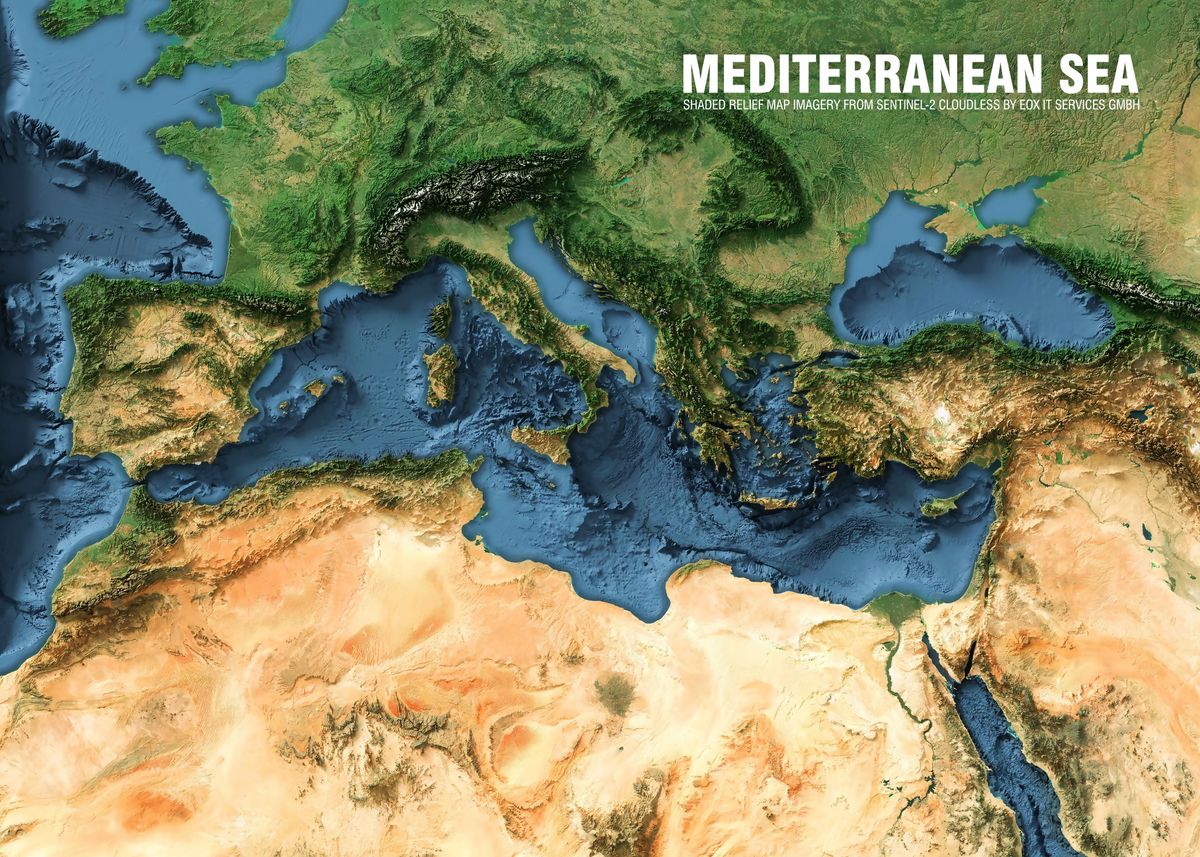 'Mediterranean sea relief' Poster by Liviu Aileni Displate