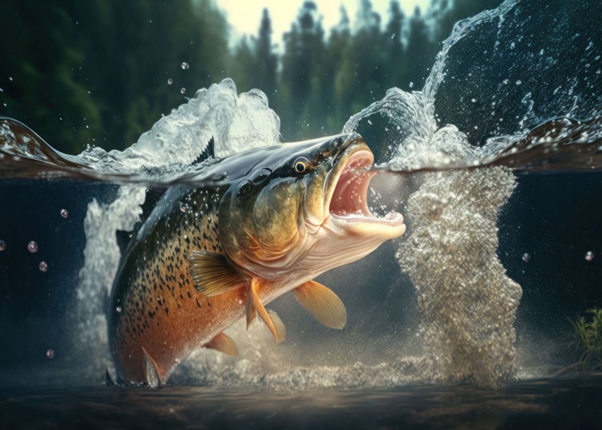 fish-jumping-out-of-water-poster-by-volodymyr-burdiak-displate