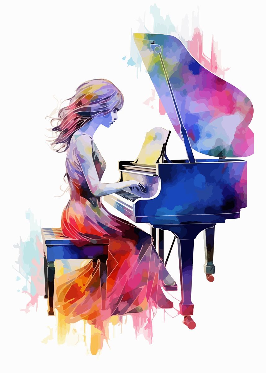 'Girl Grand Piano Solo' Poster, picture, metal print, paint by Art ...