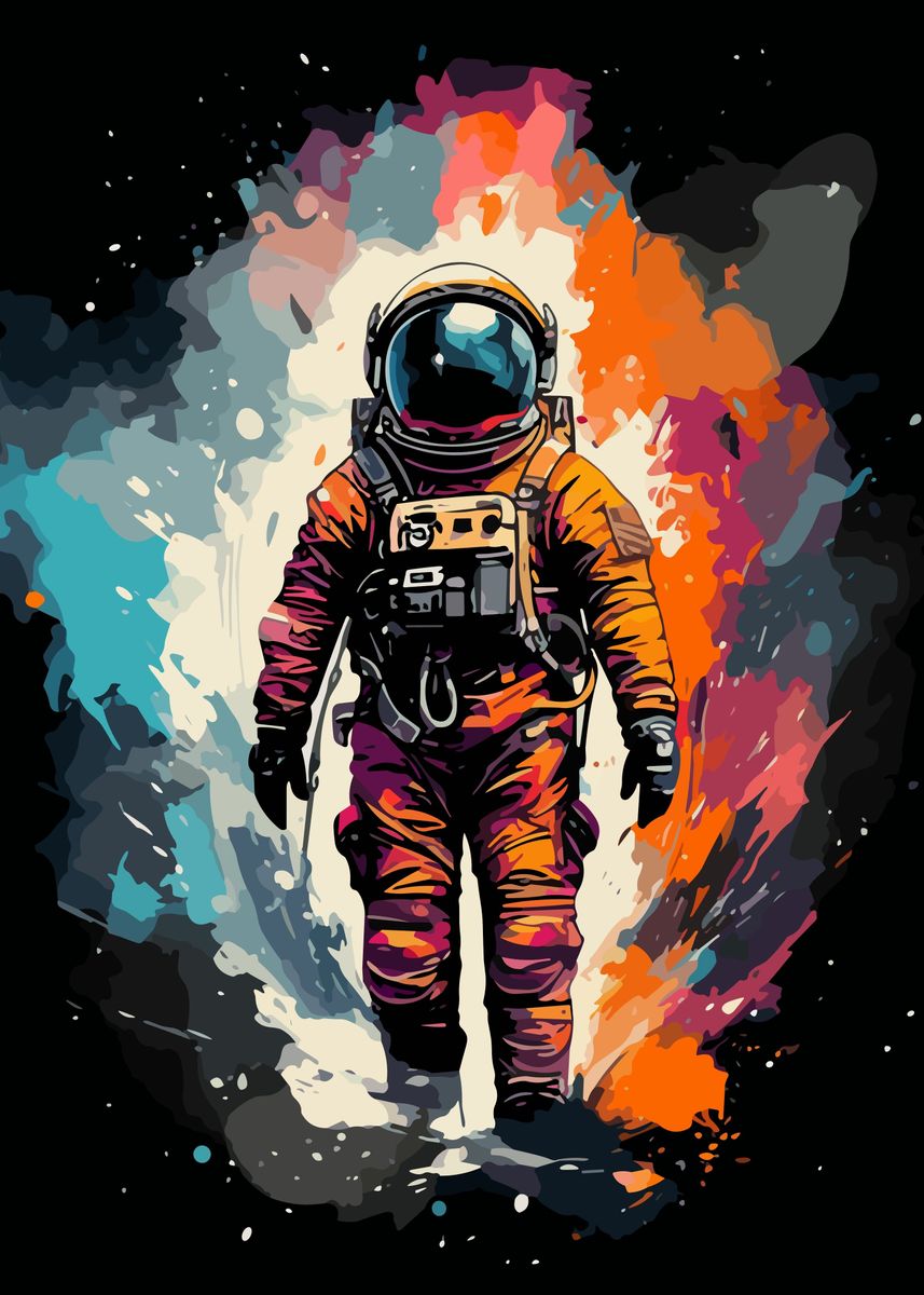 'Astronaut Space Abstract' Poster, picture, metal print, paint by Art ...