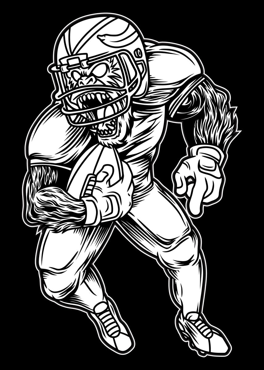 'chimp Football Bnw' Poster By Hendra Pratama 