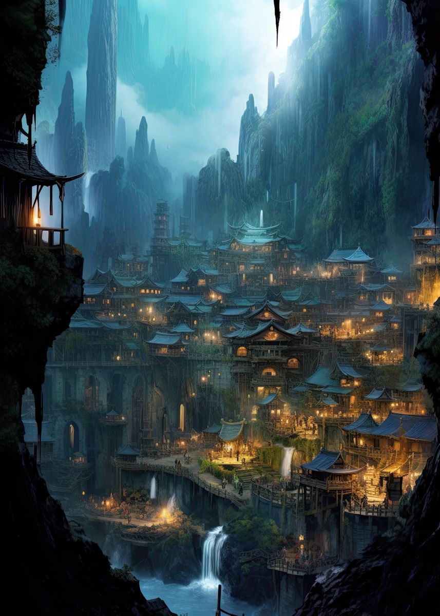'Magical city' Poster, picture, metal print, paint by NAMA | Displate
