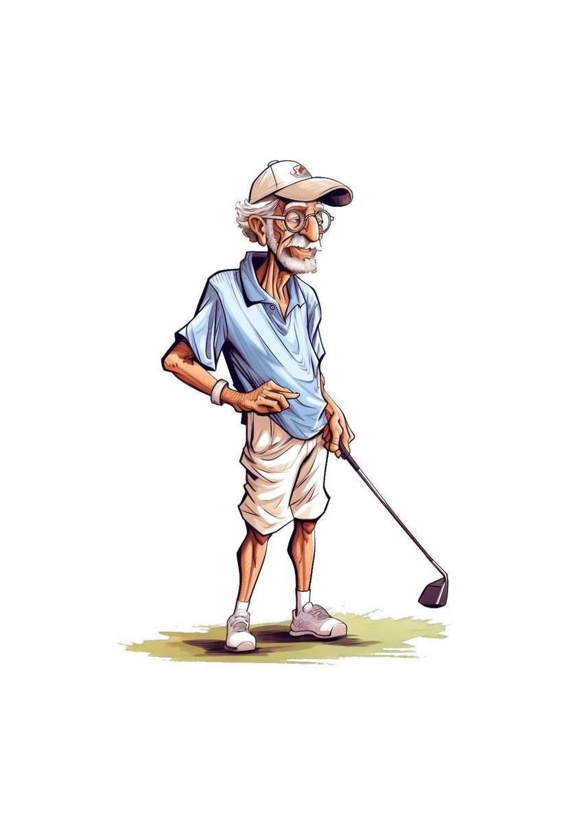 'Golfer Grandpa Funny Golf' Poster, picture, metal print, paint by ...