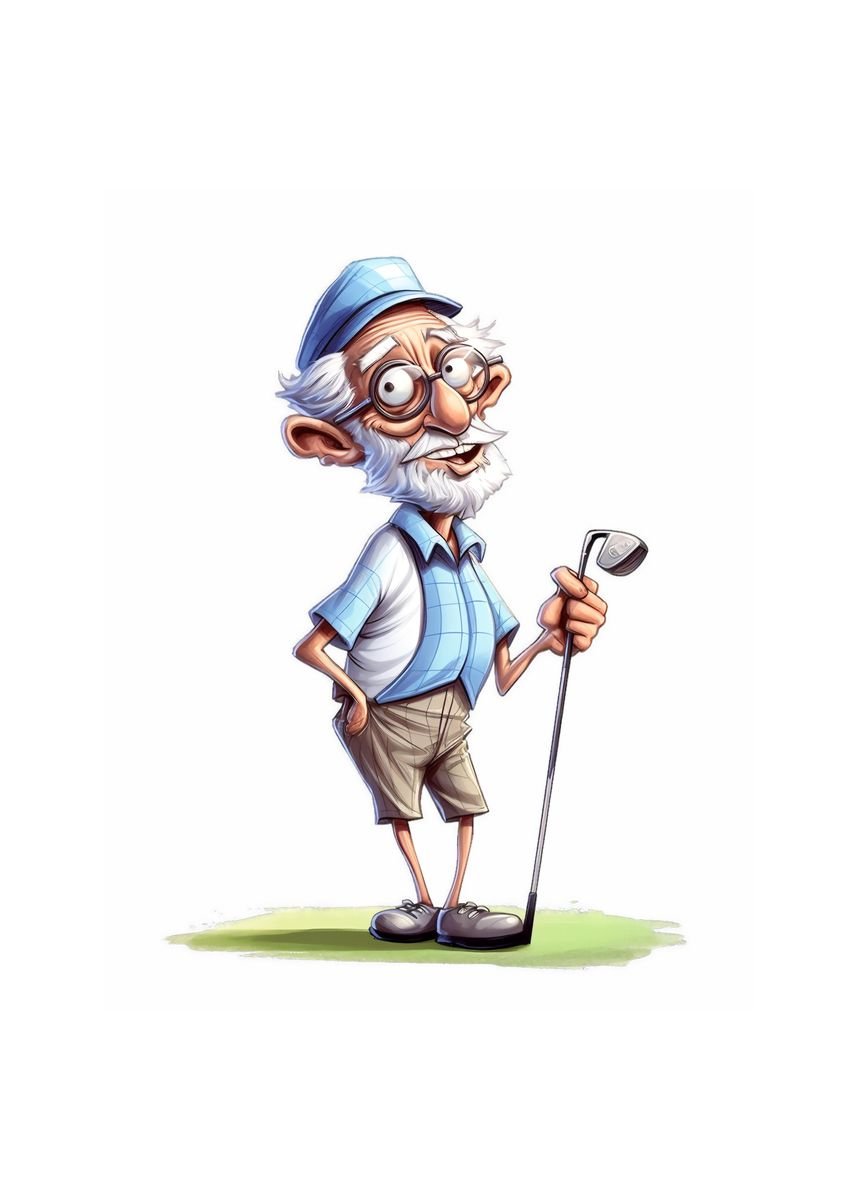 'Golfer Grandpa Funny Golf' Poster, picture, metal print, paint by ...