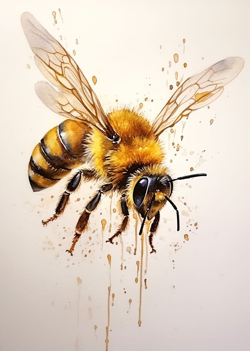 'Bee Watercolor' Poster, picture, metal print, paint by Zake Yonkou ...