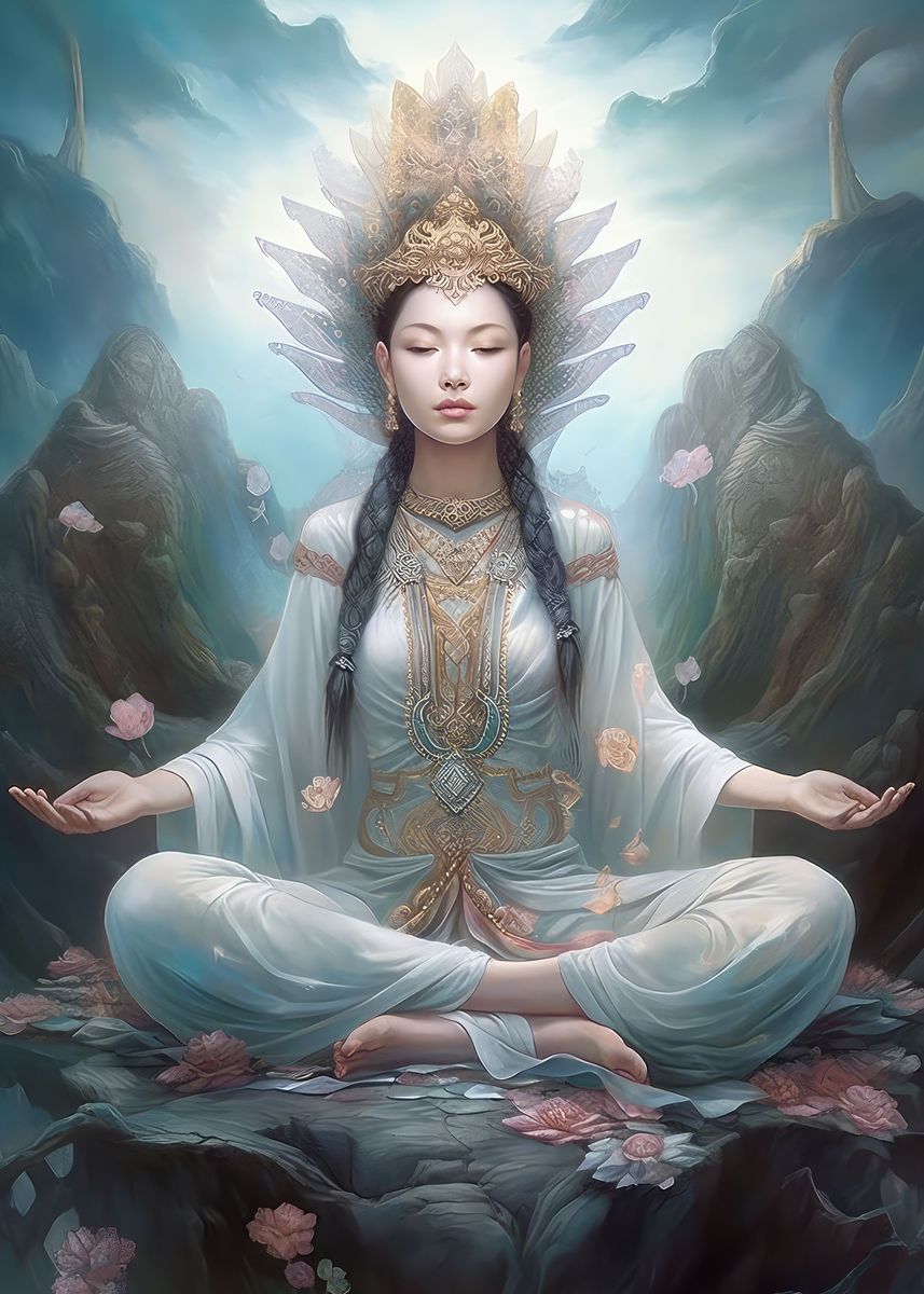 'Guanyin' Poster, picture, metal print, paint by RosaliasArt | Displate