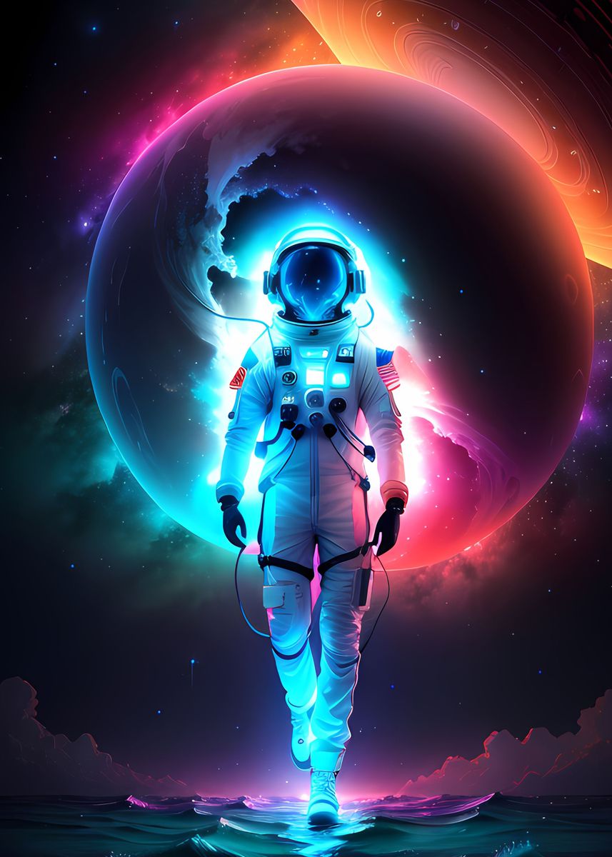 'dreamlike scene astronaut' Poster, picture, metal print, paint by erma ...