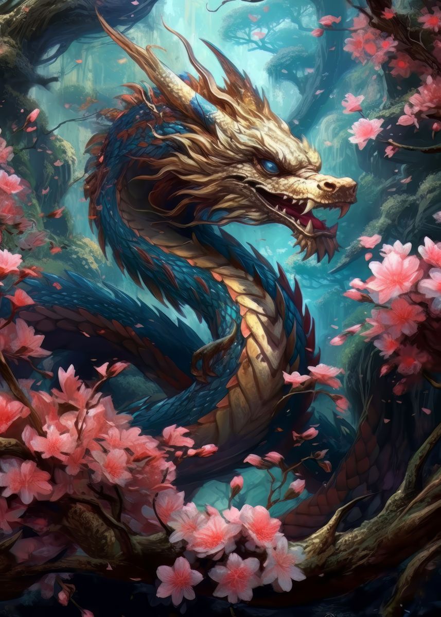 'Dragon in rosse garden' Poster, picture, metal print, paint by Zdenek ...