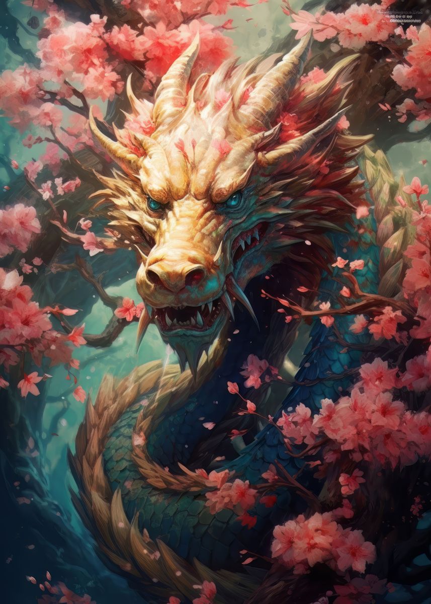 'Dragon in rosse garden' Poster, picture, metal print, paint by Zdenek ...