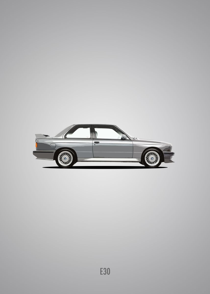 'BMW M3 E30' Poster, picture, metal print, paint by Full Throttle Art ...