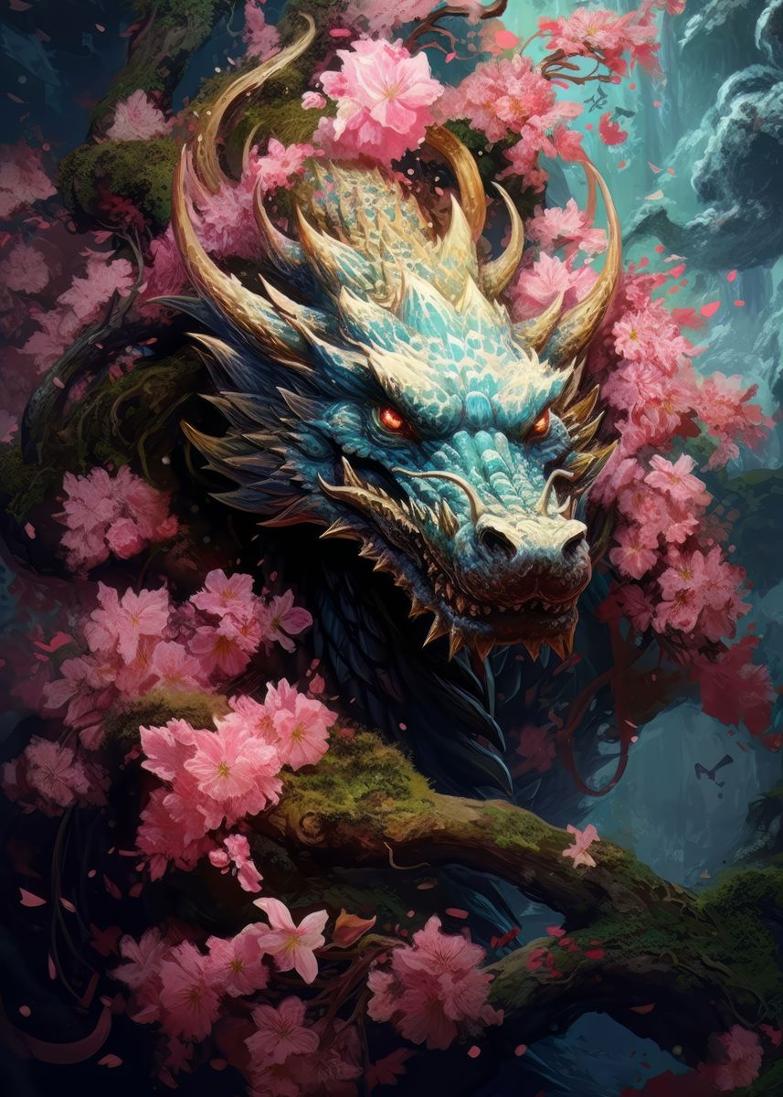 'Dragon in rosse garden' Poster, picture, metal print, paint by Zdenek ...