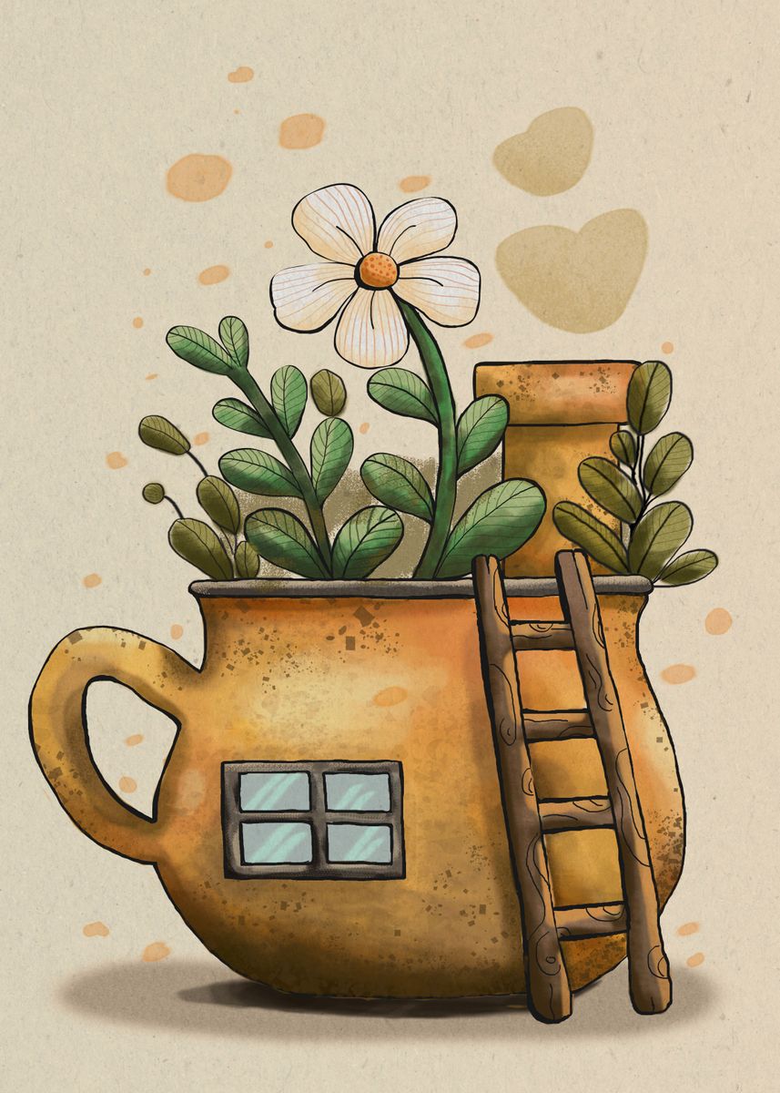'Tea Cup House' Poster by Celeste Armilla Displate