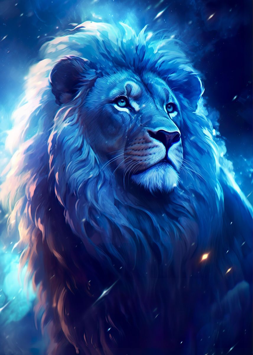 'Cosmic Lion' Poster, picture, metal print, paint by PosterSuite | Displate