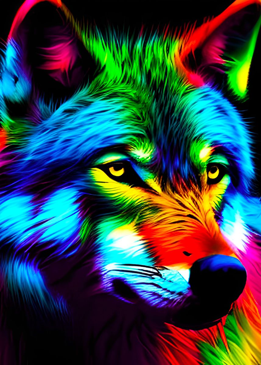 'Multicoloured Wolf ' Poster by Xenia Headley | Displate