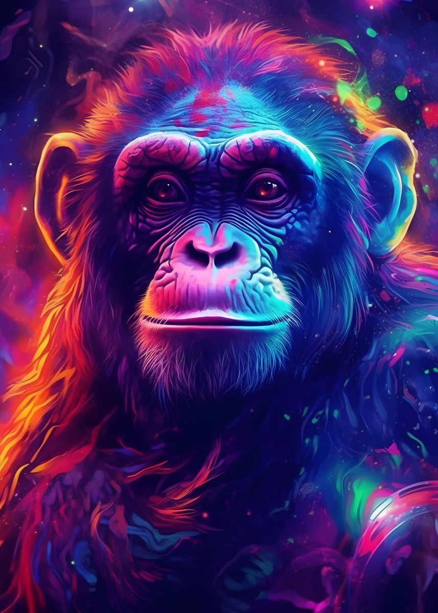 'Neon Monkey' Poster by Makadur | Displate