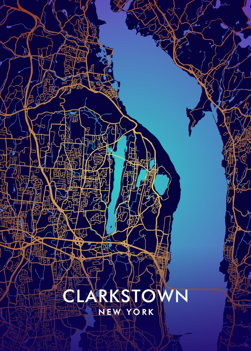 'Clarkstown NY Map' Poster by Miracle Studio | Displate