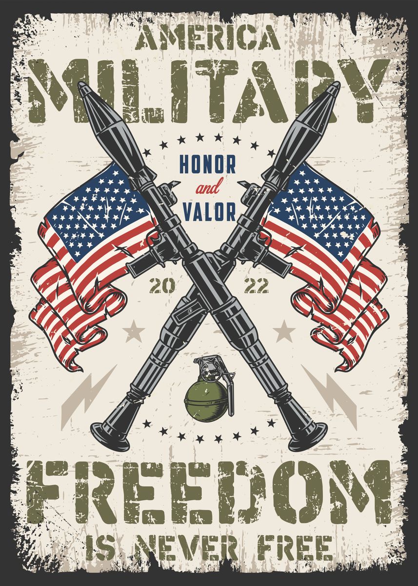 'America MIlitary Freedom' Poster, picture, metal print, paint by ...