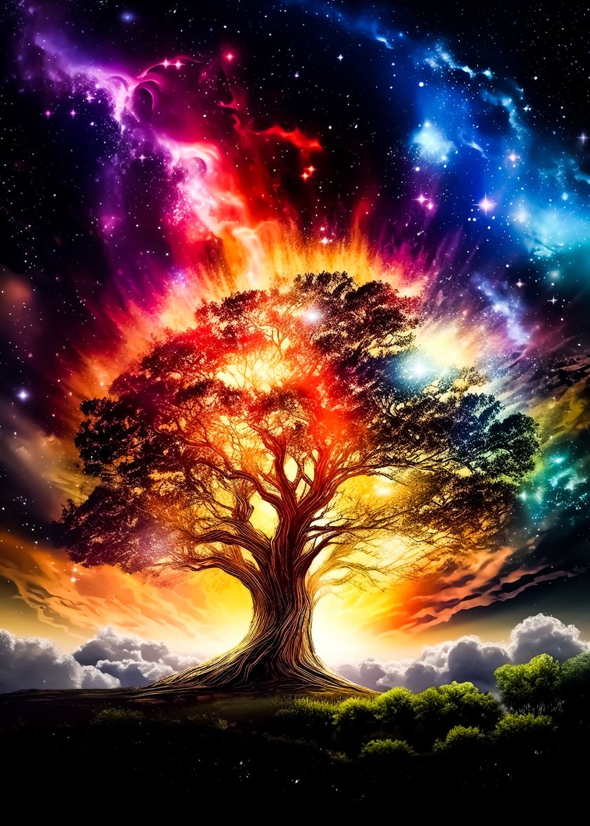 ‘Cosmic Tree of Life’ Poster, picture, metal print, paint by Agnes