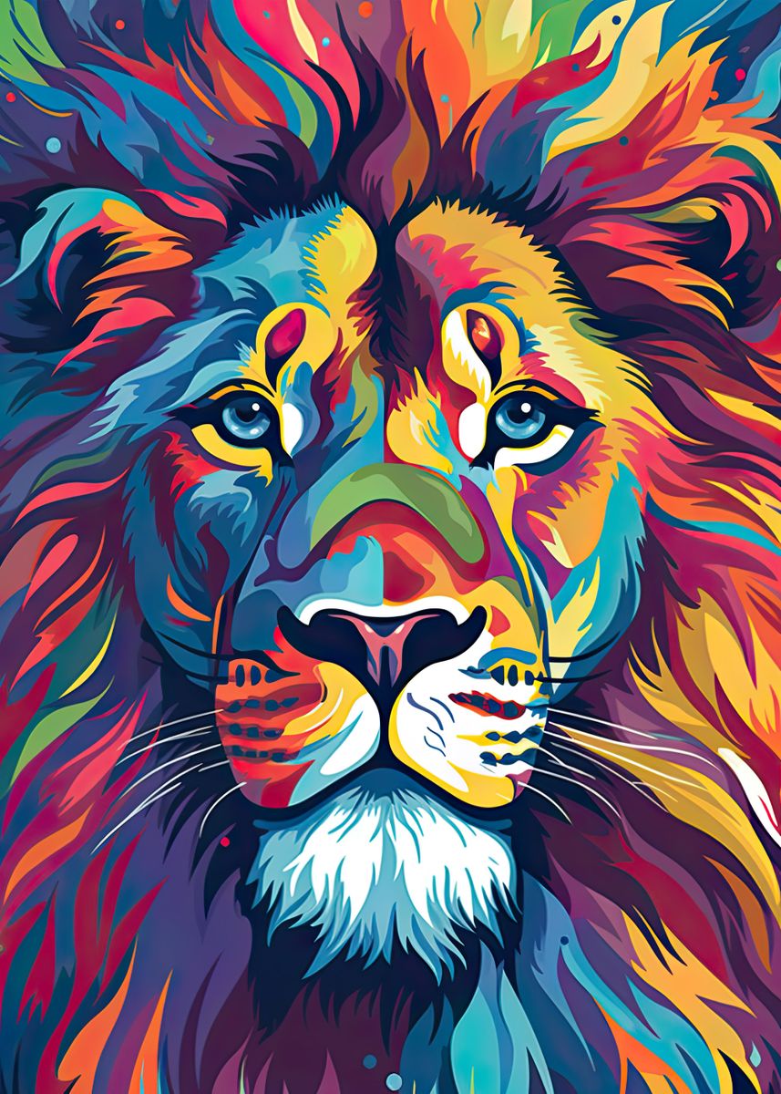 'Lion Illustration Pop Art' Poster by Killa Studio | Displate