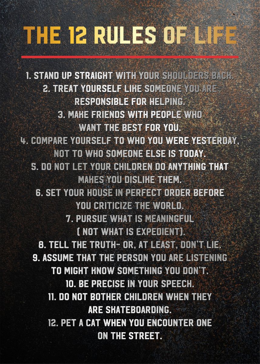 'the 12 rules of life' Poster, picture, metal print, paint by Greatest ...