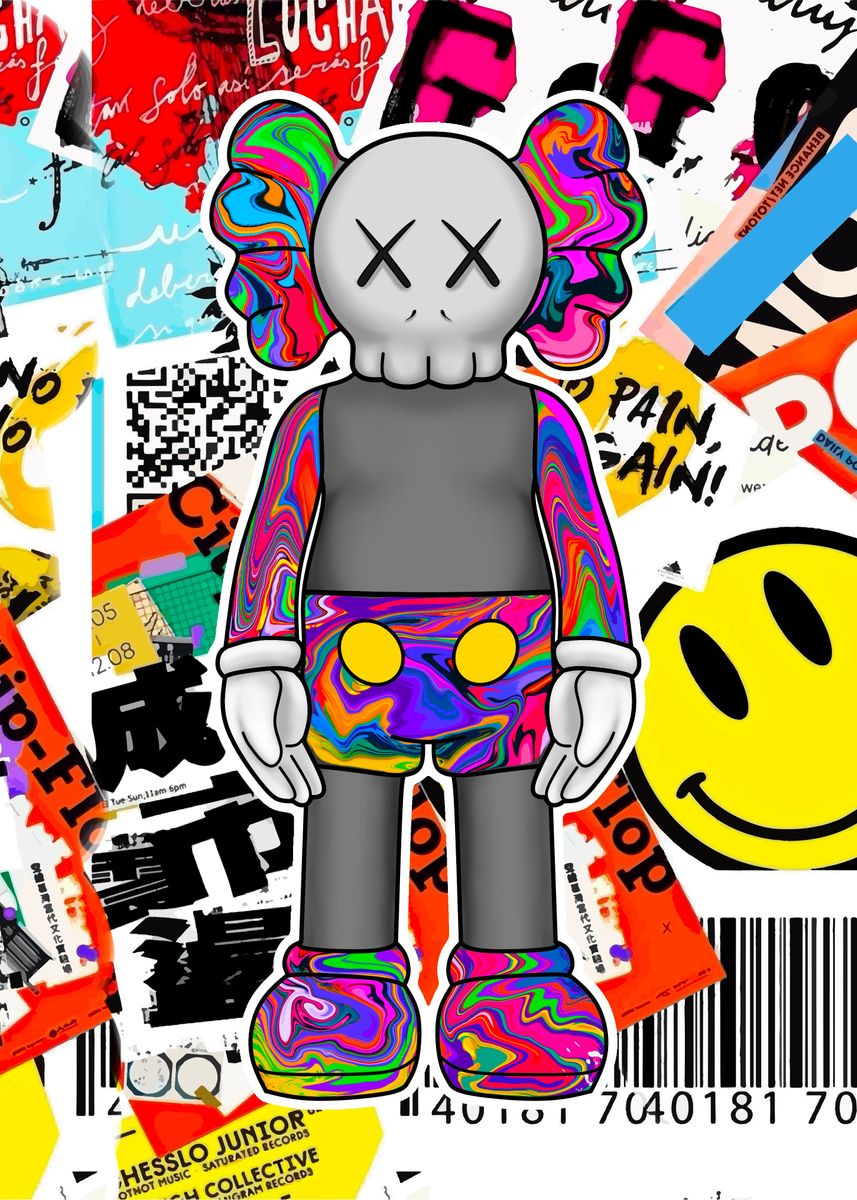 'graffiti Kaws' Poster, Picture, Metal Print, Paint By Boon Edgar 