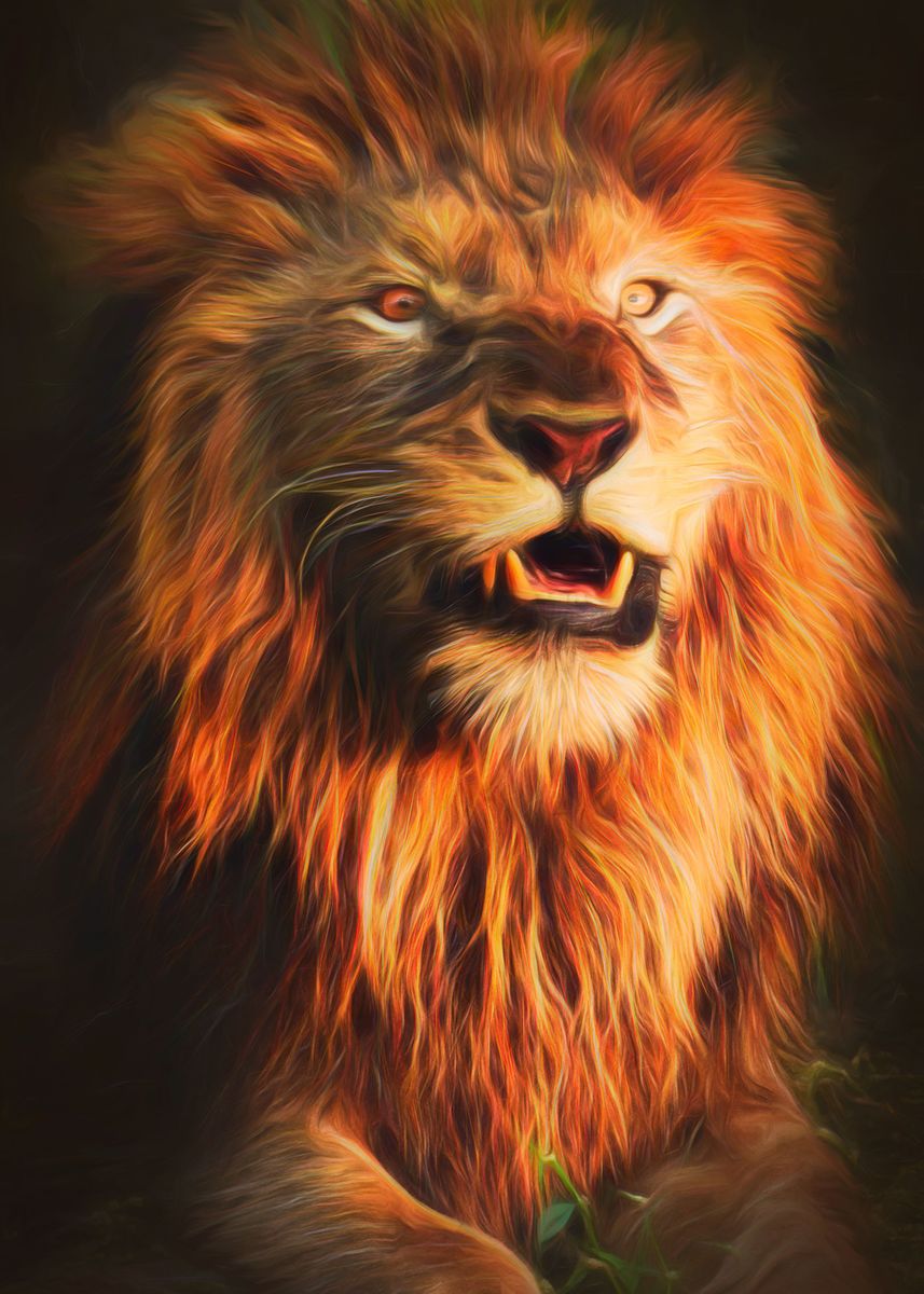 'Fierce Lion' Poster, picture, metal print, paint by Armstrong | Displate