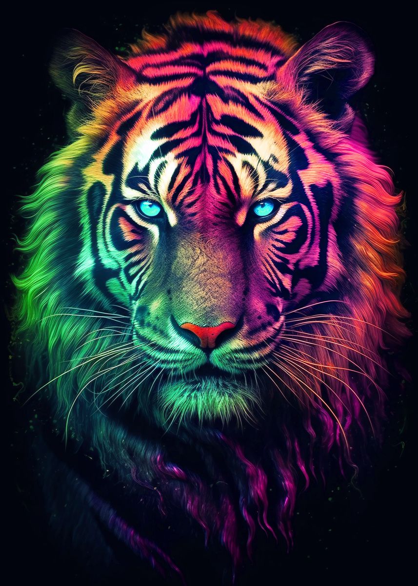 'Tiger Neon Animal' Poster by nogar007 | Displate