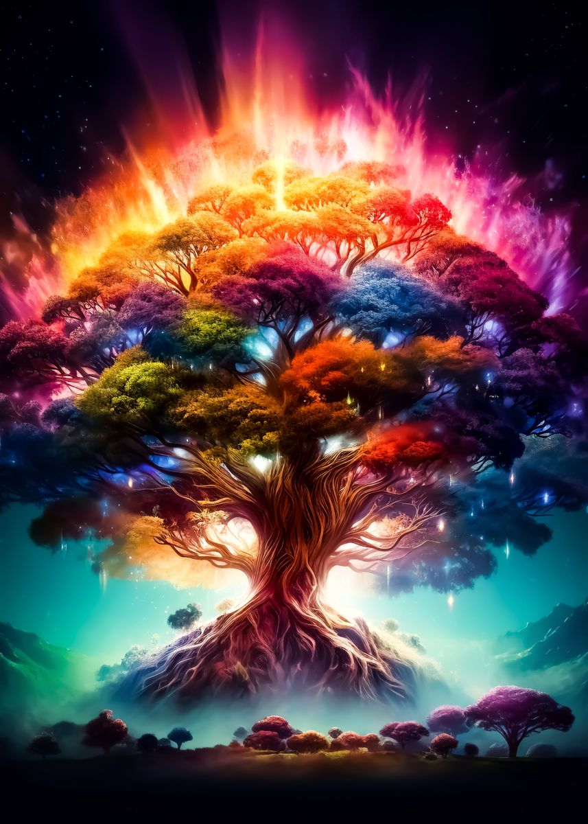 'Cosmic Tree of Life' Poster, picture, metal print, paint by Agnes ...