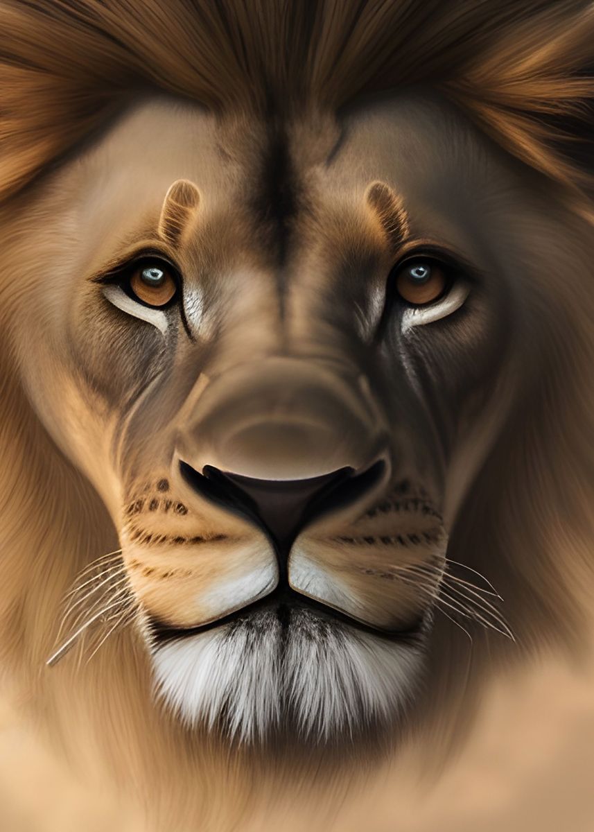 'Lion Portrait Painting' Poster by Xenia Headley | Displate