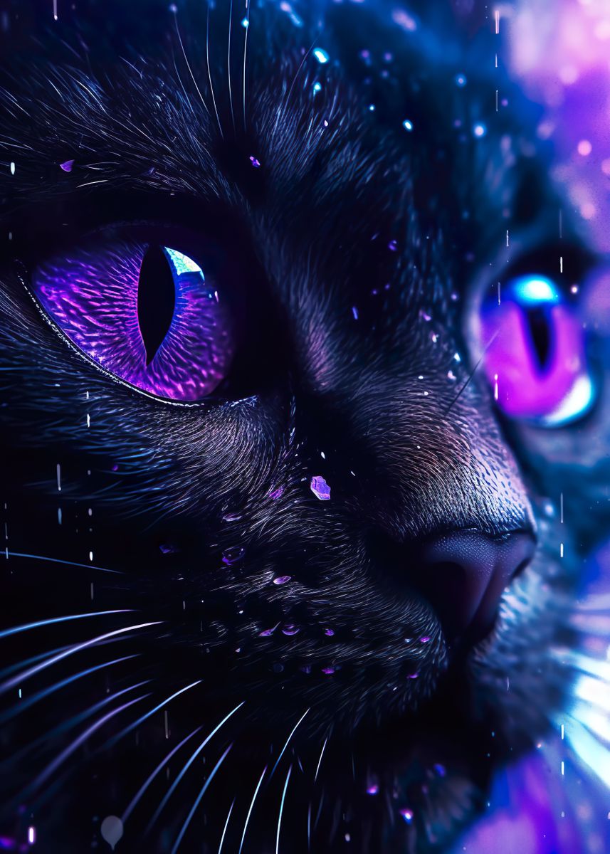 'Cute Purple Cat' Poster, picture, metal print, paint by ...