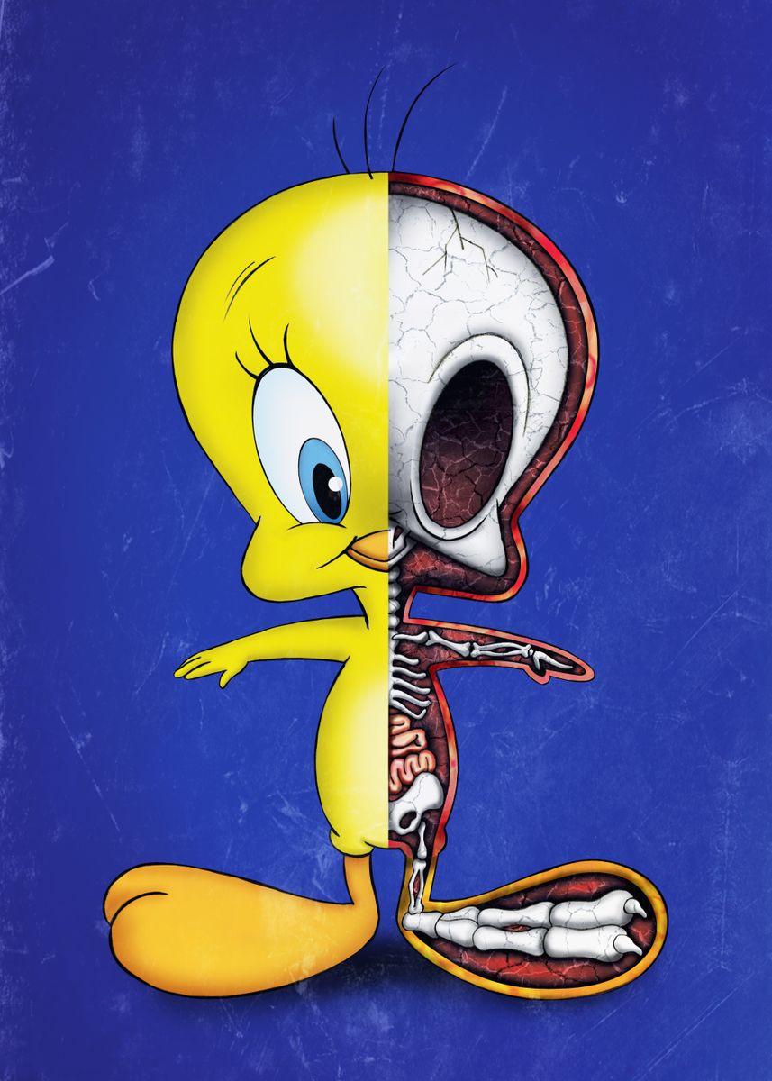 Tweety Bird Blueprint' Poster, picture, metal print, paint by Looney Tunes